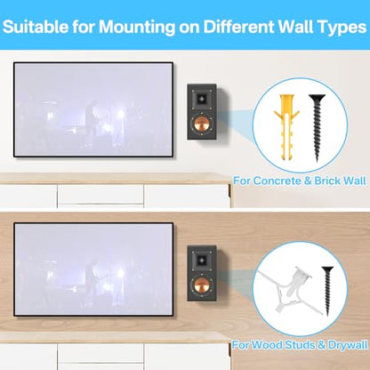 Metal Universal Speaker Wall Mount for Surround Sound Speaker Mounts - Swivel & Tilt Adjustable Wall Mounts for LG, Samsung, Vizio, Roku, Sony Speakers Mounting Bracket Hold up to 30lbs, 2 Pack