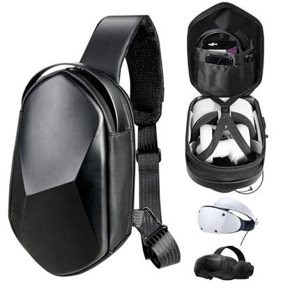 SARLAR Large Space Carrying Case Compatible with PlayStation VR2 & HTC Vive Focus Vision & Meta Quest 3S/Quest 3/Quest 2, VR Headsest Controllers Travel Case for All Head Strap with Battery, Black