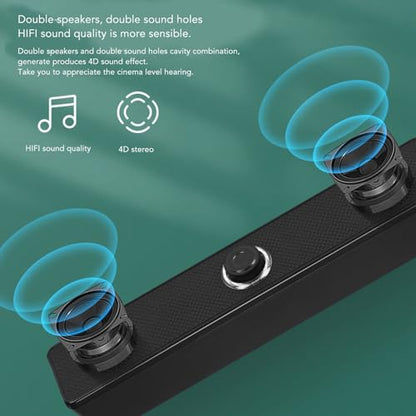 Sxhlseller USB Powered Soundbar Speaker - Wired Computer Bar Speakers with HiFi Clear Sound, Volume Knob Control for Desktop, Monitor, and Game Machine - Mini Laptop Speaker System