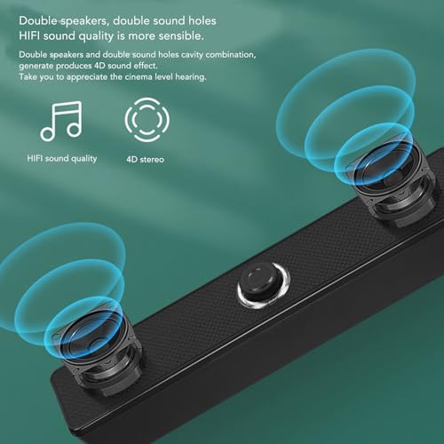 Yosoo Health Gear Wired USB Desktop Speakers, HiFi Mini Soundbar with Volume Knob for PC, Laptop, Tablet, Clear Stereo Sound