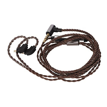 2 Pin 0.78mm Headphone Cable with Mic Replacement Headphone Cable Upgrade Cord with Volume Control Pre Shaped Earhook for IEM Music Calls