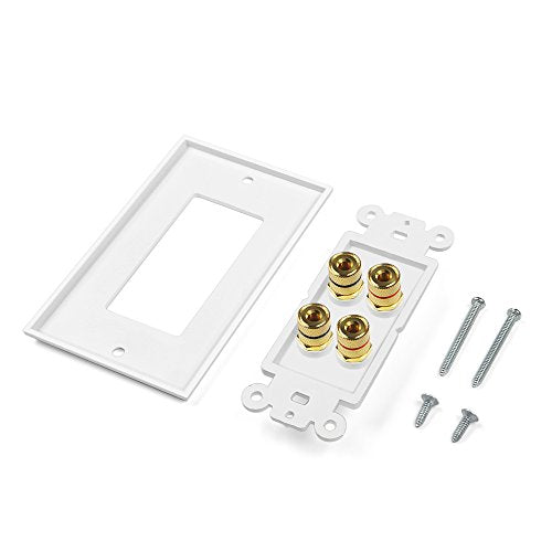 Banana Binding Post Wall Plate for 2 Speakers, White