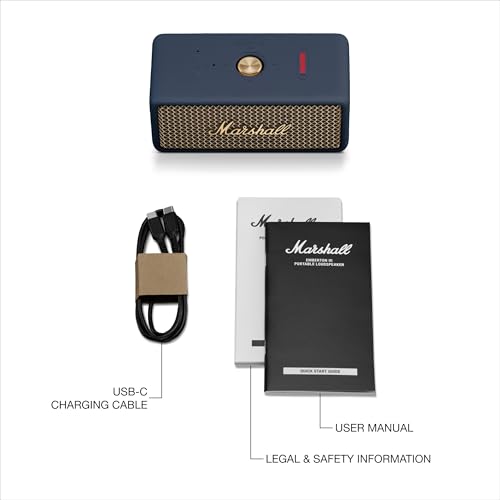 Marshall Emberton III Portable Bluetooth Speaker - Rugged Waterproof/Dust-Proof Design | Loud Stereo Sound, Deep Bass | Compact and Wireless for Travel and Outdoors - Midnight Blue - color: Blue