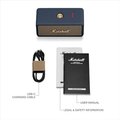 Marshall Emberton III Portable Bluetooth Speaker - Rugged Waterproof/Dust-Proof Design | Loud Stereo Sound, Deep Bass | Compact and Wireless for Travel and Outdoors - Midnight Blue - color: Blue