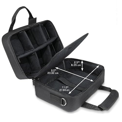 USA Gear DJ Mixer Case - Compact Audio Channel Mixer Bag with Accessory Storage for Microphones, Cables - Fits APC Mini MK2, Roland P-6, Yamaha MG06x, Behringer Xenyx 802, Q802USB & more (Black)