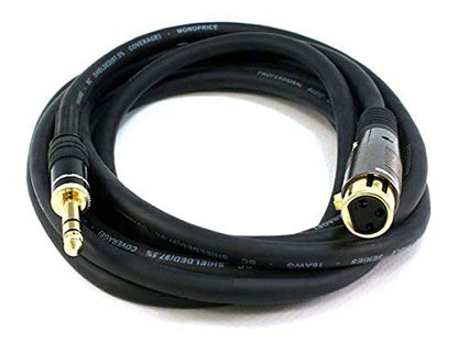Monoprice 104770 10-Feet Premier Series XLR Female to 1/4-Inch TRS Male 16AWG Cable Black - size: 10 Feet