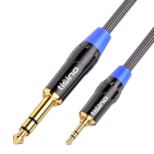 Tisino 1/4" to 1/8" Audio Cable, 3.5mm to 1/4" TRS Adapter Cable, 10FT/3m | 1/8" TRS Aux to 1/4" TRS Adapter for Guitar, Keyboard, Piano, Laptop, Speaker, Amp, Gold-plated Interconnect Cable - size: 10 feet