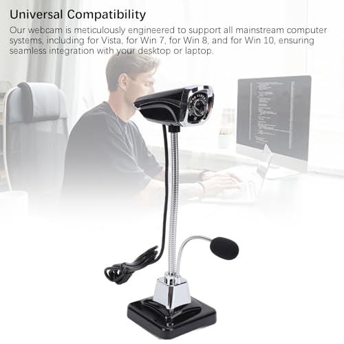 CCYLEZ USB Webcam, 360 Degree Adjustable Focusing HD 640x480 Resolution with Noise Canceling Microphone, Plug and Play Computer Camera for Video Conferencing Online Learning
