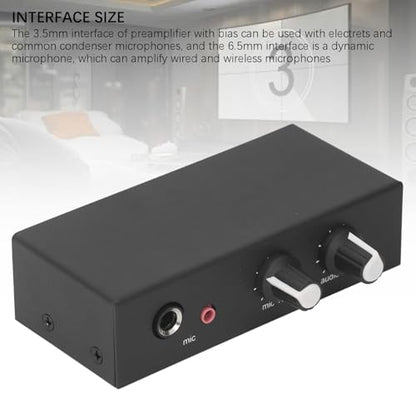 Stereo Sound Preamplifier, Professional Mic Headphone Amp Phono Turntable Phonograph Preamp with Independent Volume Control for Home Studio and Desktop Audio Systems Black