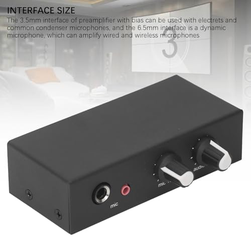 Stereo Sound Preamplifier with Headphone Amp, 3-Port Mixer for Microphone Phono Turntable, Independent Volume Control Knob, UltraLow Noise Aluminum Housing for Desktop Audio