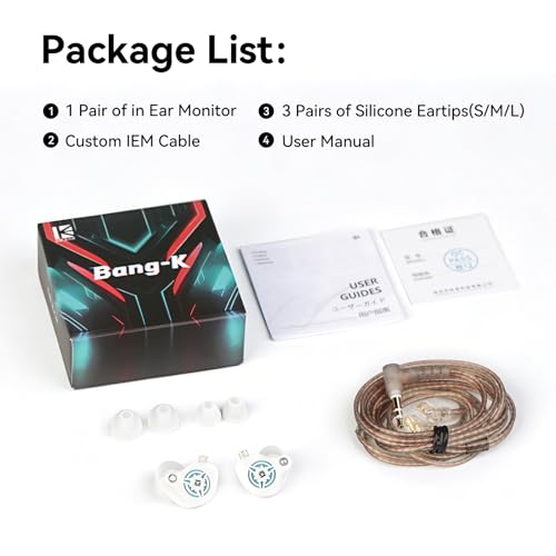 2026 Latest erabuds,KBEAR BK1 Wired Gaming Earbuds,10mm Single DD in Ear Monitor,HiFi Headset Wired Earbuds IEM Earphones with Detachable Cable for Gaming/Music/Video (White, 3.5 no mic) - color: C