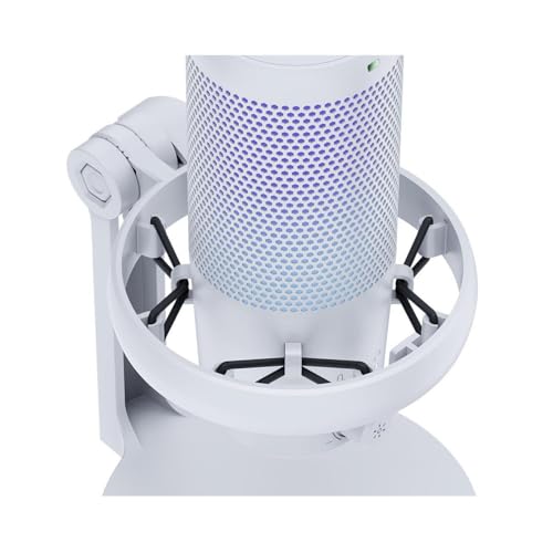 FEELWORLD VM1 USB Condenser Gaming Microphone for Streaming Noise Cancellation Mute RGB Light One-Key Mute Desktop Stand (White)