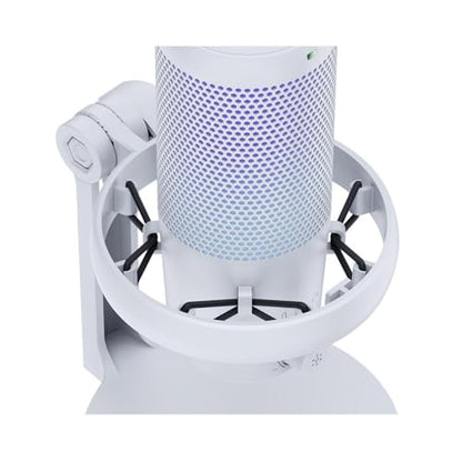 FEELWORLD VM1 USB Condenser Gaming Microphone for Streaming Noise Cancellation Mute RGB Light One-Key Mute Desktop Stand (White)