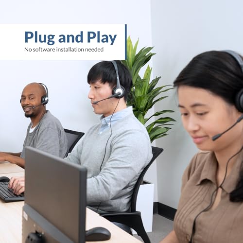 Cyber Acoustics AC-204 Stereo Headset with Ambidextrous Boom Mic | Great for VoIP and Gaming, Leatherette Earpads, Includes Y-Adapter, PC and Mac Compatible - style: Stereo Headset