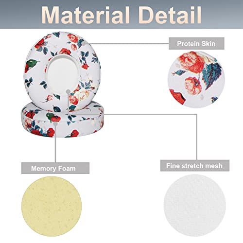Solo 2/3 Wireless Earpads Replacement Protein Leather & Memory Foam Ear Cushion Cover Compatible with Beats by Dr. Dre Solo 2.0 Solo3 Wireless On-Ear Headphones (Floral White) - color: Floral White