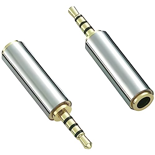 2.5mm Male to 3.5mm Female Stereo Audio Headphone Jack Adapter Converter, Gold Plated - style: 2.5mm Male to 3.5mm Female