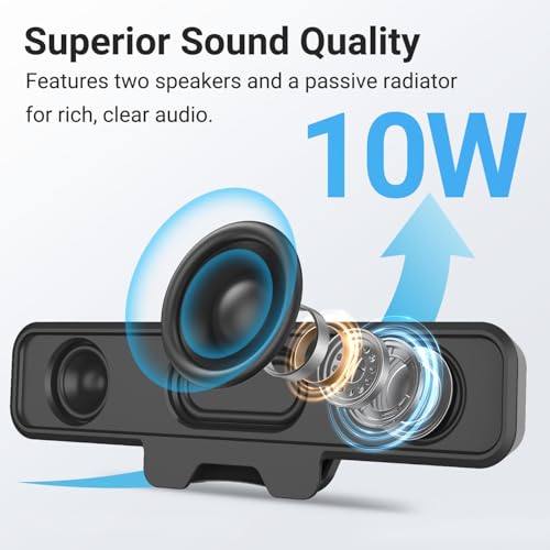 INGA Computer Speakers, USB Plug and Play Desktop Speakers, Wired Computer Soundbar for Gaming/Meetings, Easily Clamps to Monitor, Compatible with PC, MAC, Laptop 10 W - size: Speaker without Mic