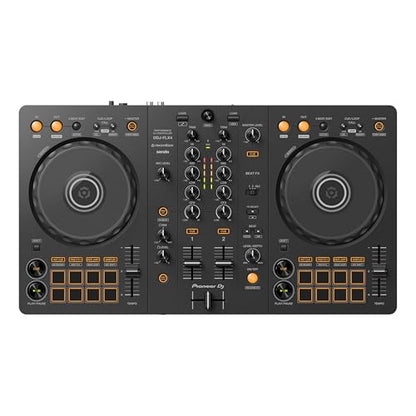 Pioneer DDJ-FLX4 DJ Controller with DM-40D Monitors and Gator Studio Monitor Isolation Pads — DJ and Production Mode DSP, RCA Direct, rekordbox and Serato, Acoustic Decoupling