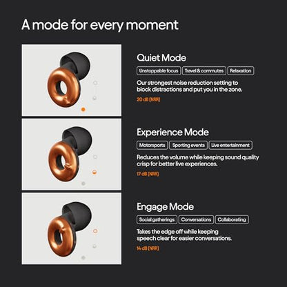 Loop Switch 2 Adjustable Ear Plugs - 3 Modes for Ultimate Control | 20-26dB SNR noise reduction. Flexible fit. For focus, travel, socializing, festivals & more - color: Papaya