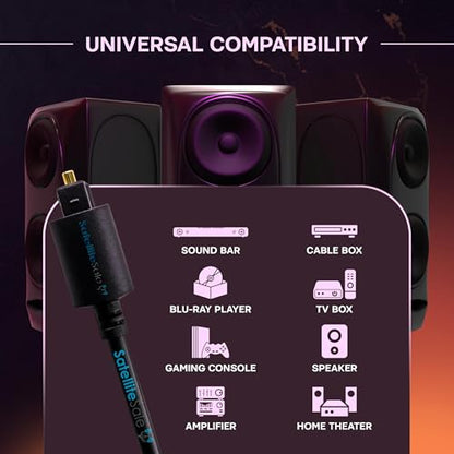 SatelliteSale Digital Toslink SPDIF Audio Optical Fiber Cable Universal Wire PVC Black Cord 100 feet - size: 100 Feet
