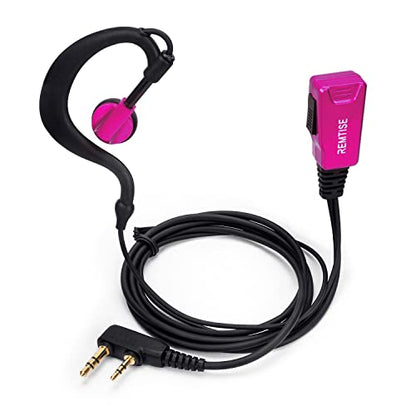 Remtise 2 Pack Single Wire Earhook Earpiece with Mic for Baofeng UV-5R Walkie Talkies, Headset and PTT Compatible 2 Way Radios Brands Baofeng and Kenwood, Puxing, Wouxun (Red) - color: Red