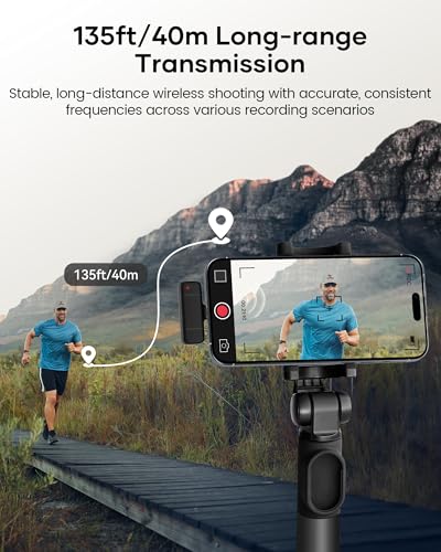 Wireless Lavalier Microphone with Charging Case, 36H Battery Life, Noise Cancellation, 135ft Range, Plug-and-Play Clip-On Mic for iPhone, iPad, Android, YouTube, Vlog, Live Streaming - color: Matte Black, size: With Case