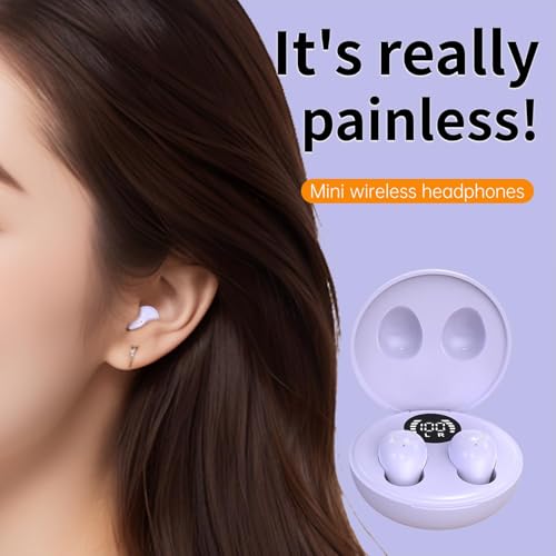 Mini Invisible Earbuds for Work and Sleep - Best Small Earbuds for Small Ear Canals - color: lavender
