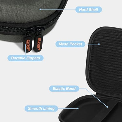 Hard Shell Headphone Travel Case, Compact Carrying Pouch with Clip | Upgraded Double Zipper, Fits JBL/Sony/Bose/Soundcore, Shockproof EVA, Mesh Pocket, 8.1x7.5x2.0" - color: Dark Green