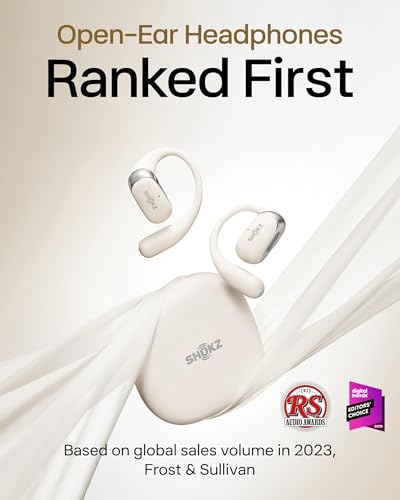 SHOKZ OpenFit 2 Open-Ear Earhook Bluetooth Earbuds, White,48H Playtime | Bundle with Carrying Bag; Powerful bass; IP55 Water-Resistant; AI call clarity; Bluetooth 5.4; Gym/outdoor/home use - color: Beige, style: Charging：USB-C