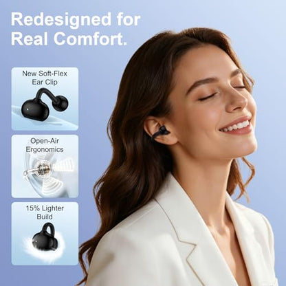 Wireless Open Ear Earbuds for Samsung Galaxy S26 Ultra S25 A17 A16 with Mic | Bluetooth 5.4 Headphones Noise Cancelling Clip-On Earbuds with LED Display IPX7 Waterproof in Ear Earphones for Sport Workout