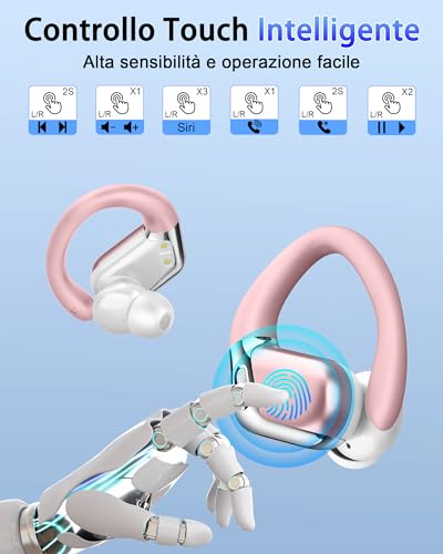 Wireless Earbuds, Bluetooth 5.4 Headphones Sport, 50H Deep Bass Sound Over Ear Buds with 4 ENC Noise Cancelling Mic, Dual LED Display, IP7 Waterproof Earphones with Earhook for Workout/Running/Gym | Sport, Over Ear Buds, 4 ENC Noise Cancelling Mic, Dual L
