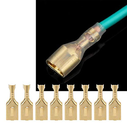 100 PCs 7.8mm Quick Splice Wire Spade Connectors Kit Brass Quick Connectors Wire Terminals Connectors Wire Crimps for Electrical Wiring Car Audio Speaker