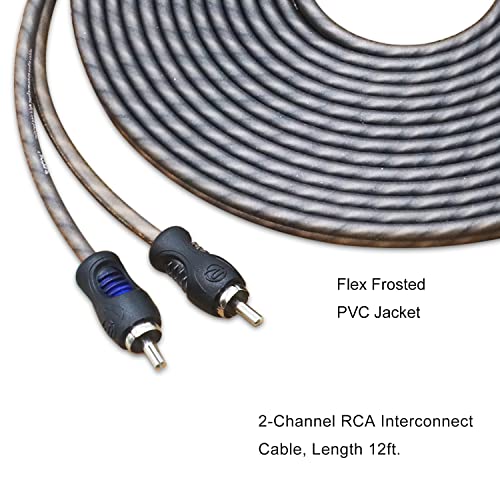 RECOIL RCI212 12ft 2-Channel RCA Audio Cable Twisted Pair Noise Reduction | 100% Oxygen Free Copper - style: 12ft 2-Channel RCA