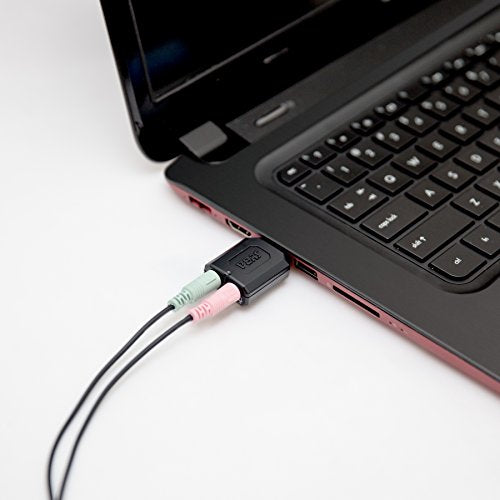 Syba external USB Stereo Sound Adapter for Windows, Mac, Linux Extra Audio Source with 3.5mm Audio Mic Jack C-Media Chipset