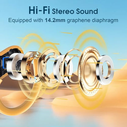 Wireless Earbuds 75H Bluetooth 5.4 Sport Headphones with Earhooks, Yellow | IPX7 Waterproof In-ear Buds Feature ENC Noise Cancelling Mic & Deep Bass. Stereo Sound Device for Gym Running Workout - color: Yellow