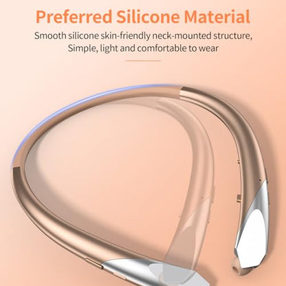 2026 Upgraded Bluetooth Headset - Wireless Neckband Bluetooth Headphones with Retractable Earbuds, Extended Battery Life, and Intuitive Controls for Sports, Office, and Travel (Gold) - color: Gold