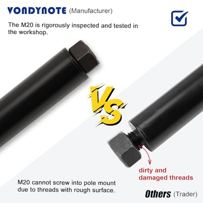 Vondynote Set of 2 Subwoofer Poles Fit M20 or 35mm Mount, Speaker Extender | Height Adjustable Speaker Poles with 35mm Insert, Fit Subs with M20 Thread or 35mm Mount, with M20 to 35mm Adapters