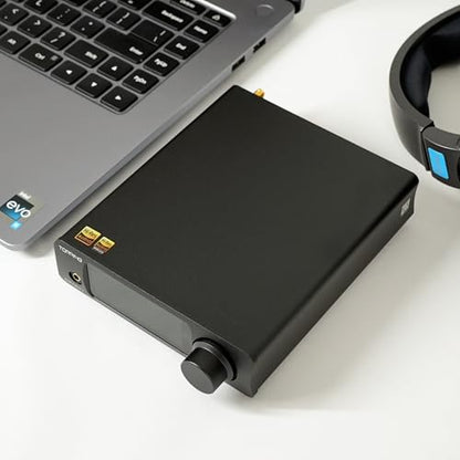 TOPPING DX3Pro+ LDAC Headphone Amplifier, ES9038Q2M Bluetooth 5.0 DAC, NFCA Audio Decoder, USB/Optical/Coax Inputs, with Remote Control, Headphone Amp, Line Out, Pre-Amp Function (Black) - color: Black