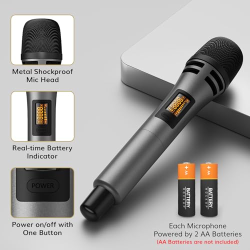 TONOR Wireless Microphone System, Handheld Mic Set with Headset/Lapel Mics | Lavalier Mic with Bodypack Transmitter, Receiver, 60 m/200ft Range Compatible with PA Speaker, for Karaoke, Singing, Church - style: 2 Handheld 2 Bodypack Mics
