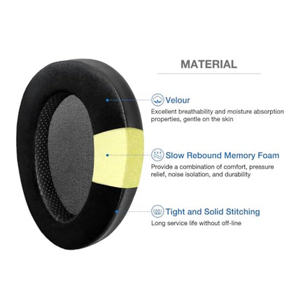 Memory Foam Cushion Ear Pads for Hifiman Arya Ananda Edition XS X HE1000se HE1000 V2 Jade II Headphone Replacement EarPads (Elite Velour Hybrid)
