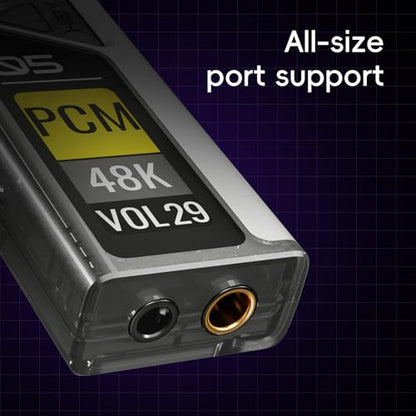 HiBy FC5 Portable Hi-Fi DAC Headphone Amplifier with 1.1” OLED Display PCM 768kHZ DSD512 MQA 8X 3.5mmPO +4.4mmBAL - color: Silver, size: FC5