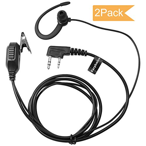 Walkie Talkie Earpiece 2 Pin C Shape Radio Headset, 2 Pack