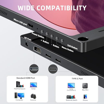 UPERFECT Portable Monitor, 15.6" IPS 1920X1080 FHD Eye Care Travel Screen | USB C, HDMI, Dual Speaker, VESA, Gaming Monitor, External Monitor for Laptop PC Phone w/Case - size: 15.6