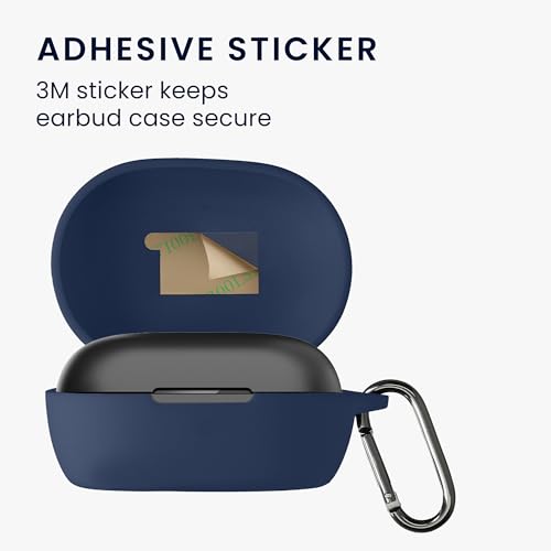 kwmobile Cover for Bose QuietComfort Earbuds Case - Silicone Cover for Earbuds Charging Case - Protective Headphone Holder with Carabiner Clip - Dark Blue - color: dark blue
