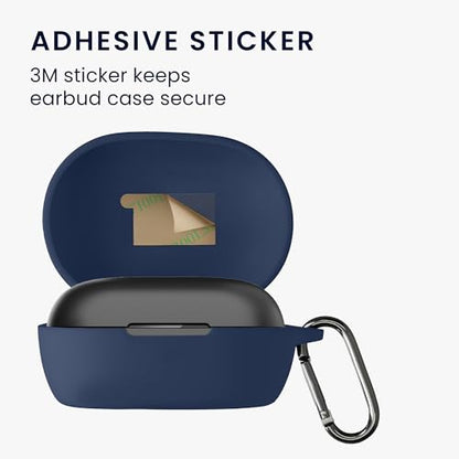 kwmobile Cover for Bose QuietComfort Earbuds Case - Silicone Cover for Earbuds Charging Case - Protective Headphone Holder with Carabiner Clip - Dark Blue - color: dark blue