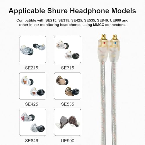 Replacement Detachable Earphone Cable Compatible with Shure SE215 SE315 SE425 SE535 SE846 64 Inch