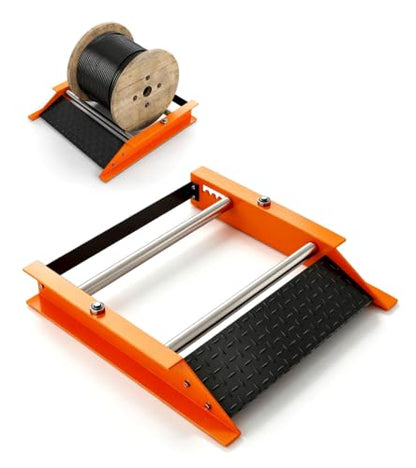 450lb Cable Drum Roller Stand,Fits 28" Reel,Heavy Duty Wire Spool Dispenser | Steel Frame,Rustproof Coat,No Assembly,Portable Handle,6 Adjustable Positions,Loading Ramp,for Industrial Electrical Home Use
