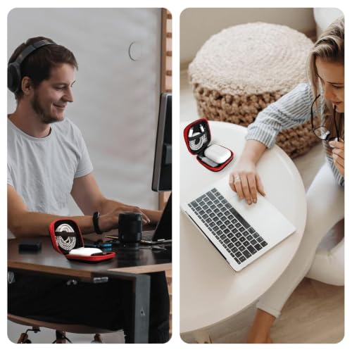1 Pack Square Earbud Case Storage Bag with Carabiner, Red - color: C5-square red
