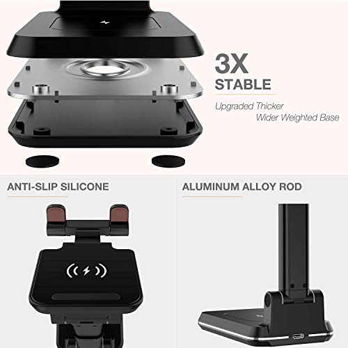 2-in-1 Charger Stand,Dual 15W Height Adjustable Wireless Charger Desk Stand,Wireless Charging Station,for iPhone 17/16/15/14/13/12, AirPods Pro,Samsung S25/S24/S23/S22/S21 (No AC Adapter)