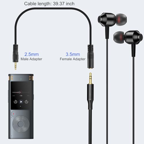MEIRIYFA 3 Pole 2.5mm to 3.5mm Stereo Jack Adapter Cable | 2.5mm Mono Male to 3.5mm Female TRS Headset Audio Extender Cable for Headphone -1M (2PCS)